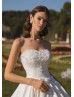 Beaded Strapless Ivory Satin Classic Wedding Dress